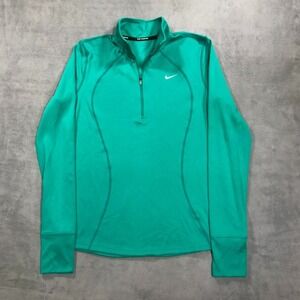 Nike Pullover Womens Medium Green Dri Fit Long Sleeve 1/4 Zip Running Gym